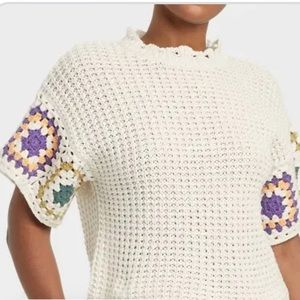 Short Sleeve Crewneck Crochet Shirt